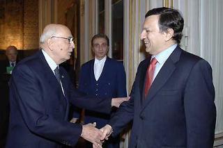 Il Presidente Giorgio Napolitano accoglie Josè Manuel Barroso, Presidente della Commissione Europea