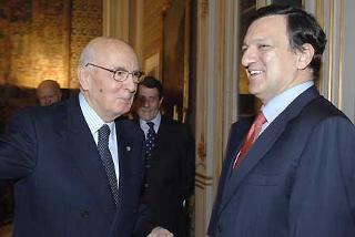 Il Presidente Giorgio Napolitano con Josè Manuel Barroso, Presidente della Commissione Europea