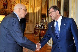 Il Presidente Giorgio Napolitano con Corrado Calabro', Presidente dell'Autorità per le Garanzie nelle Comunicazioni