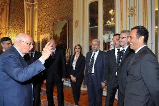 Il Presidente Giorgio Napolitano nel corso dell'incontro con una delegazione della Giunta dell'Unione Camere Penali Italiane