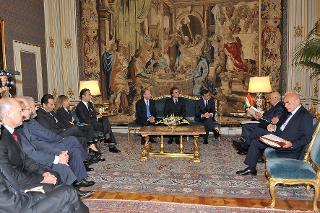 Il Presidente Giorgio Napolitano con Valerio Spigarelli, Presidente dell'Unione Camere Penali Italiane ed una delegazione della Giunta dell'Unione
