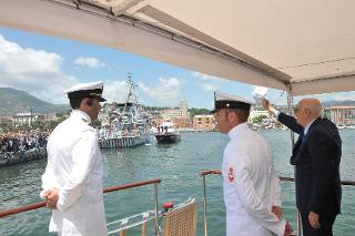 Il Presidente Giorgio Napolitano a bordo della Nave Argo in occasione della celebrazione del 93° Anniversario della Festa della Marina