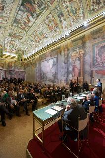 Il Presidente Giorgio Napolitano nella Sala Zuccari di Palazzo Giustiniani, in occasione del Convegno dal titolo: &quot;Carta delle Autonomie: per un percorso condiviso&quot;