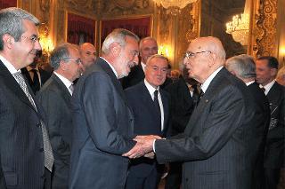 Il Presidente Giorgio Napolitano con Luigi Nicolais e Gianni Letta nel corso della cerimonia di consegna del &quot;Premio dei Premi&quot; in occasione della Giornata dell'Innovazione