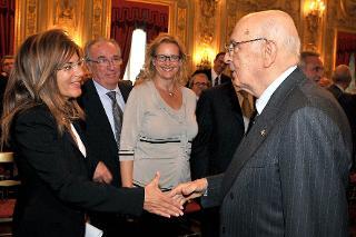 Il Presidente Giorgio Napolitano con Emma Marcegaglia nel corso della Giornata dell'Innovazione