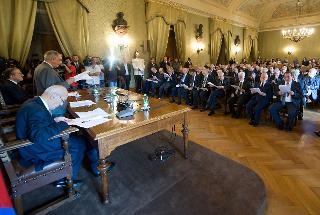 Il Presidente Giorgio Napolitano nel corso dell'Adunanza solenne dell'Accademia Nazionale dei Lincei, a chiusura dell'Anno Accademico