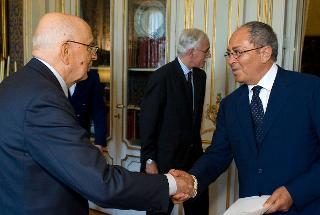Il Presidente Giorgio Napolitano accoglie il Presidente dell'Autorità per la Vigilanza sui Contratti Pubblici di Lavori Servizi e Forniture, Giuseppe Brienza