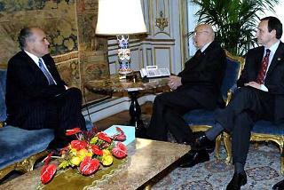 Il Presidente Giorgio Napolitano con Rudolph Giuliani ex Sindaco di New York, durante i colloqui.