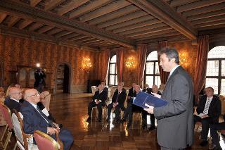 Il Presidente Giorgio Napolitano con Andrea Tomat, Presidente di Confindustria Veneto, ed una delegazione di imprenditori locali
