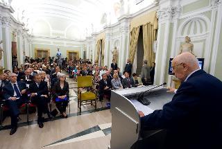 Il Presidente Giorgio Napolitano a Palazzo Rospigliosi, rivolge il suo indirizzo di saluto in occasione della cerimonia per il 60° Anniversario della Convenzione di Ginevra del 1951 sullo Status dei Rifugiati