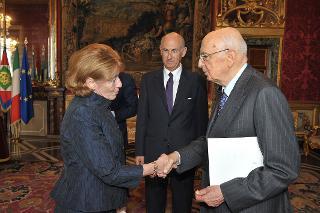 Il Presidente Giorgio Napolitano con la Signora Maria Krasnohorska nuovo Ambasciatore della Repubblica Slovacca