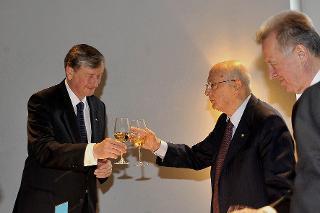 Brindisi del Presidente della Repubblica di Slovenia Danilo Turk ed il Presidente Giorgio Napolitano, al Castello di Lubiana, in occasione delle celebrazioni per il 20° anniversario della Repubblica di Slovenia