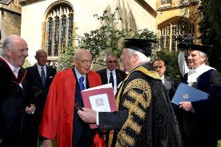 Il Presidente Giorgio Napolitano all'Exeter College in occasione della cerimonia di conferimento del Dottorato honoris causa in Diritto