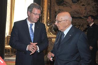 Il Presidente Giorgio Napolitano e il Presidente della Repubblica Federale di Germania Christian Wulff
