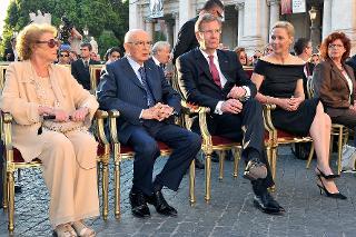Il Presidente Giorgio Napolitano, il Presidente della Repubblica Federale di Germania Christian Wulff e le consorti al concerto sulla Piazza del Campidoglio