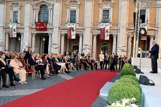 Il Presidente Giorgio Napolitano rivolge un indirizzo di saluto in occasione del concerto sulla Piazza del Campidoglio