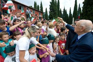 Il Presidente Giorgio Napolitano al suo arrivo a Menaggio