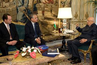 Il Presidente Giorgio Napolitano nel corso dei colloqui con Damir Murkovic, Presidente della Federazione delle Comunità croate in Italia