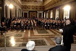 Il Presidente Giorgio Napolitano durante il suo intervento in occasione della celebrazione del &quot;Giorno della Memoria&quot;.
