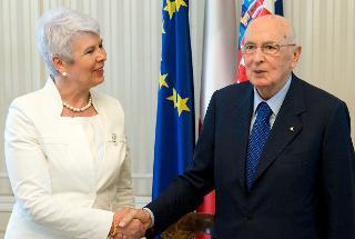 Il Presidente della Repubblica Giorgio Napolitano con il Primo Ministro della Repubblica di Croazia Jadranka Kosor