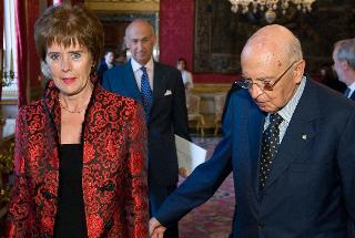 Il Presidente Giorgio Napolitano con S.E. la Signora Berglind Asgeirdottir, nuovo Ambasciatore della Repubblica d'Islanda, in occasione della presentazione delle Lettere Credenziali