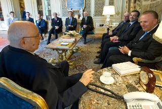 Il Presidente Giorgio Napolitano nel corso dei colloqui con Ferrucccio Dardanello, Presidente di Unioncamere, in occasione dell'incontro con l'Ufficio di Presidenza