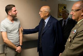Il Presidente Giorgio Napolitano visita il Caporal Maggiore Carmine D'Avanzo, ricoverato al Policlinico Militare &quot;Celio&quot;