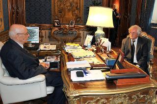 Il Presidente Giorgio Napolitano con Einar Marensius Bull, Ambasciatore del Regno di Norvegia, al Quirinale.