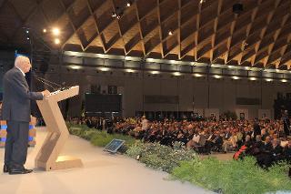 Il Presidente della Repubblica Giorgio Napolitano nel corso del suo intervento al Meeting per l'amicizia fra i popoli