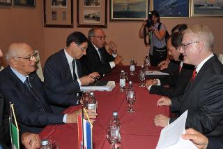 Il Presidente della Repubblica Giorgio Napolitano con il Presidente della Repubblica di Croazia Ivo Josipovic durante i colloqui