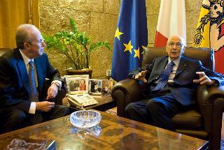 Il Presidente Giorgio Napolitano con Enrico La Loggia, in occasione della cerimonia commemorativa del centenario della nascita di Giuseppe La Loggia