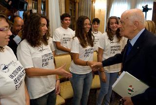 Il Presidente Giorgio Napolitano nel corso dell'incontro con l'Associazione Addiopizzo Junior
