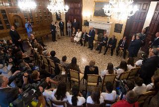 Il Presidente Giorgio Napolitano nel corso dell'incontro con l'Associazione Addiopizzo Junior