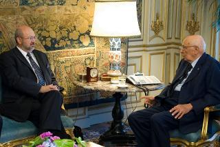 Il Presidente Giorgio Napolitano nel corso dei colloqui con Lamberto Zannier, Segretario generale dell'Organizzazione per la Sicurezza e la Cooperazione in Europa