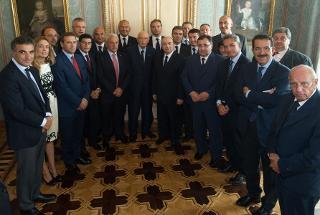 Il Presidente Giorgio Napolitano con i membri della Conferenza dei Presidenti delle Assemblee Legislative delle Regioni e delle Province Autonome