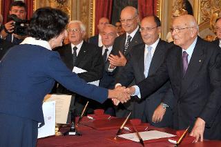 Il Presidente Giorgio Napolitano si congratula con la Profssa Marta Cartabia, nuovo Giudice della Corte costituzionale