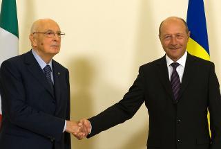 Il Presidente Giorgio Napolitano con il Presidente di Romania Traian Basescu