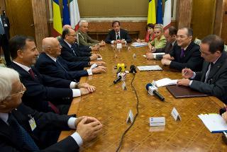 Il Presidente Giorgio Napolitano nel corso dei colloqui con il Primo Ministro di Romania Emil Boc