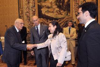 Il Presidente della Repubblica Giorgio Napolitano con LL. EE. Maria Luisa Berti e Filippo Tamagnini, Capitani Reggenti della Repubblica di San Marino