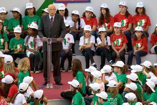 Il Presidente Giorgio Napolitano nel corso dell'intervento alla cerimonia di apertura dell'Anno scolastico 2011-2012