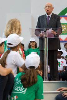 Il Presidente Giorgio Napolitano nel corso dell'intervento alla cerimonia di apertura dell'Anno scolastico 2011-2012