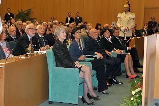 Il Presidente Giorgio Napolitano in un momento dell'apertura dell'Assemblea Generale del Consiglio Internazionale della Scienza, al Palazzo della FAO