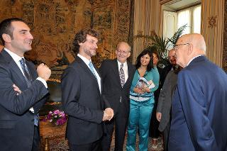Il Presidente della Repubblica Giorgio Napolitano nel corso dell'incontro con una delegazione dell'UNICEF