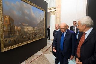 Il Presidente Giorgio Napolitano nel corso della visita alla Mostra &quot;Da Sud - La partecipazione del Mezzogiorno al processo di formazione dello Stato Unitario&quot;