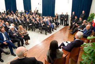 Il Presidente Giorgio Napolitano all'Aula Pessina nel corso dell'incontro con gli studenti e i docenti alla facoltà di Giurisprudenza dell'Università &quot;Federico II&quot;