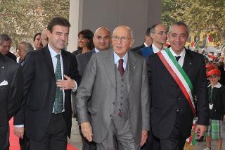 Il Presidente Giorgio Napolitano con l'On. Avv. Roberto Cota, Presidente della Regione Piemonte, e il Sindaco di Biella, Prof. Donato Gentile