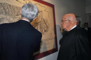 Il Presidente Giorgio Napolitano al Museo Archeologico Regionale per la visita alla Mostra &quot;La Vallee sur la scene - Cartografia e Arte del Governo&quot;