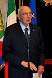 Il Presidente Giorgio Napolitano durante il suo intervento al Municipio di Cuneo