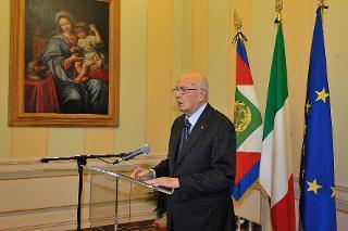 Il Presidente Giorgio Napolitano durante il suo intervento in occasione della cerimonia commemorativa nel 50° anniversario della morte di Luigi Einaudi