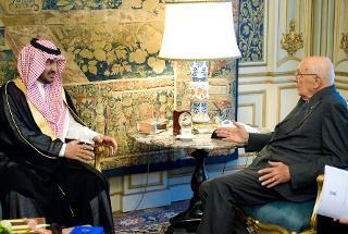 Il Presidente Giorgio Napolitano nel corso dei colloqui con il Principe Bandar Bin Salman Al Saud